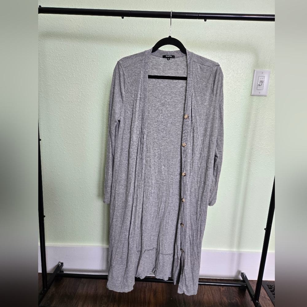 Chic Gray Button-Down Cardigan